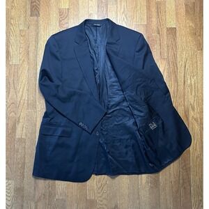 Jos. A. Bank Signature Mens Blazer Jacket 46 LG 100% Wool Black 2 Button
